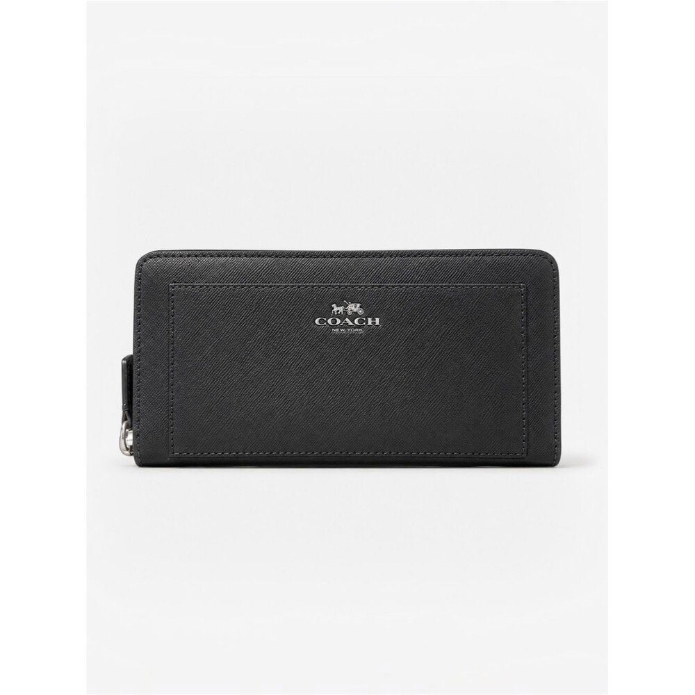 Coach Darcy Black Saffiano Leather Zip Around Wallet Continental Organizer